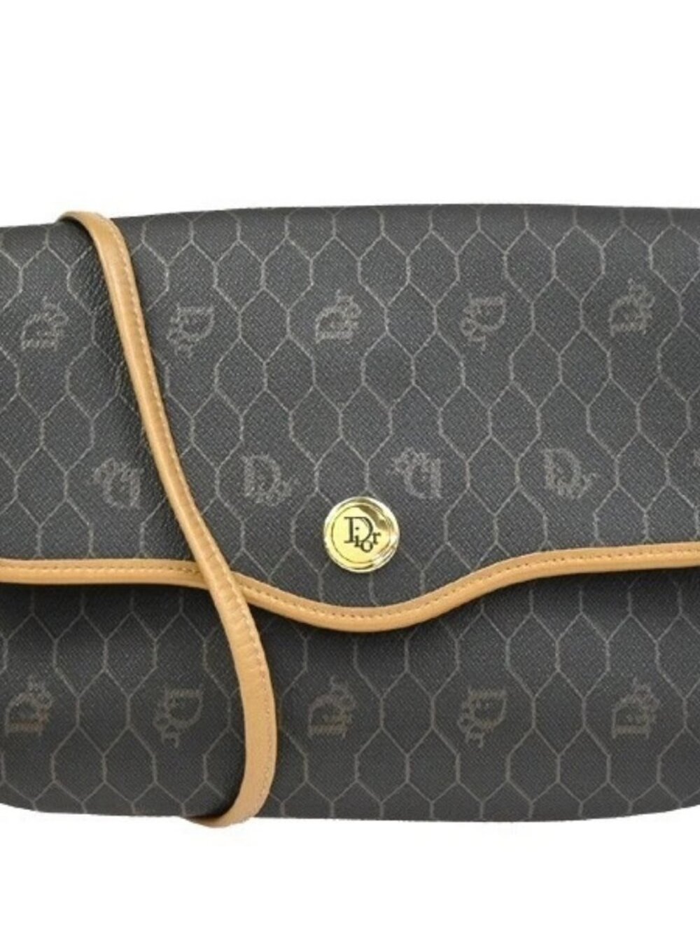 CHRISTIAN DIOR Honeycomb Shoulder Bag PVC Leather Brown France 31CB033